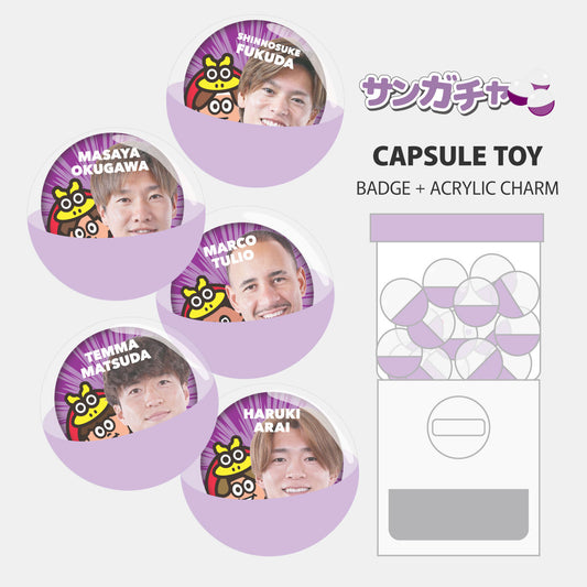 サンガチャ！ミニミニ選手の連結缶バッジ