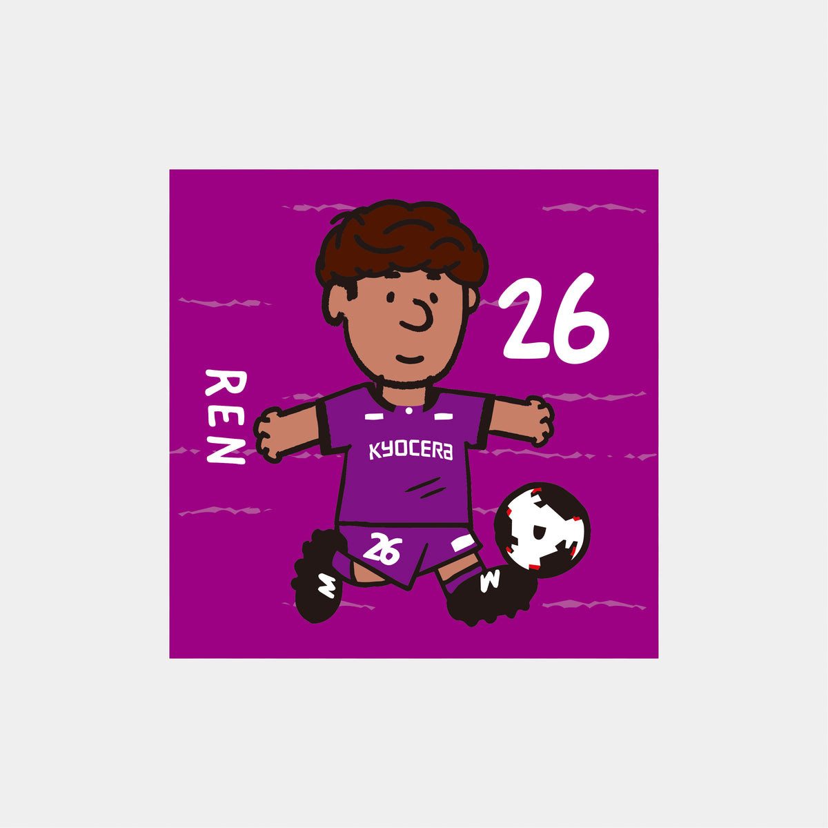 ゆるプチ選手のイラストステッカー（5枚入り）