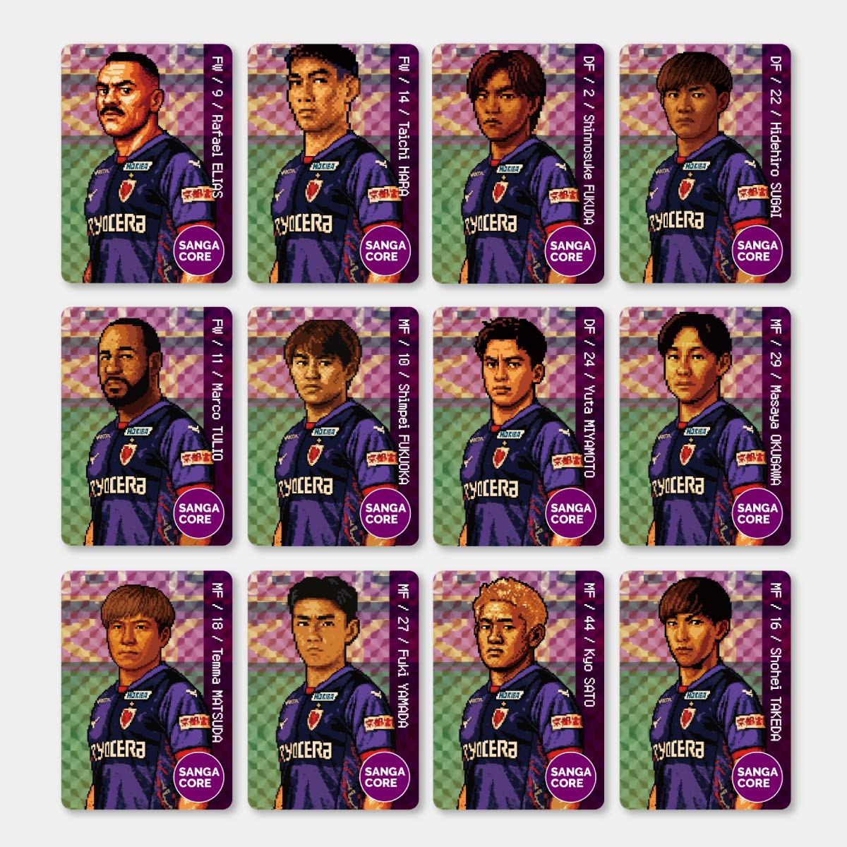 【SANGA CORE&スタジアム受取先行発売】CORE推し活選手ピクセルアートステッカー（5枚入り）