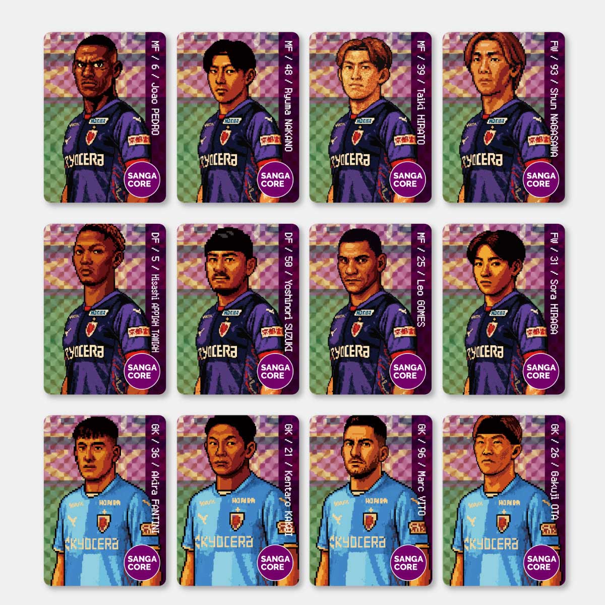 【SANGA CORE&スタジアム受取先行発売】CORE推し活選手ピクセルアートステッカー（5枚入り）