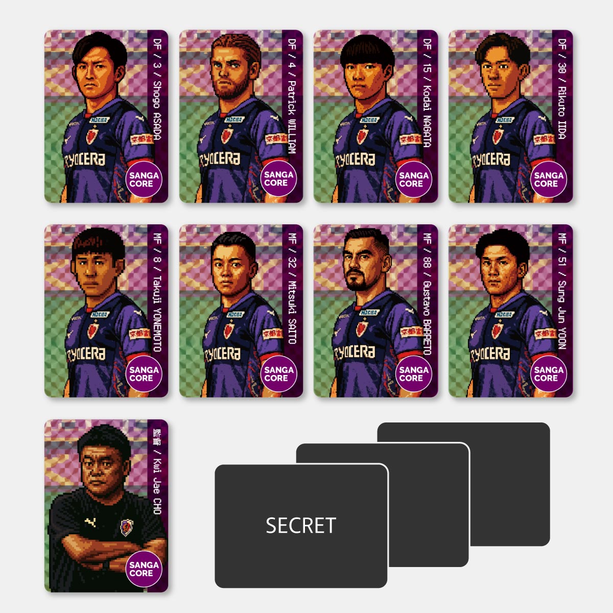 【SANGA CORE&スタジアム受取先行発売】CORE推し活選手ピクセルアートステッカー（5枚入り）